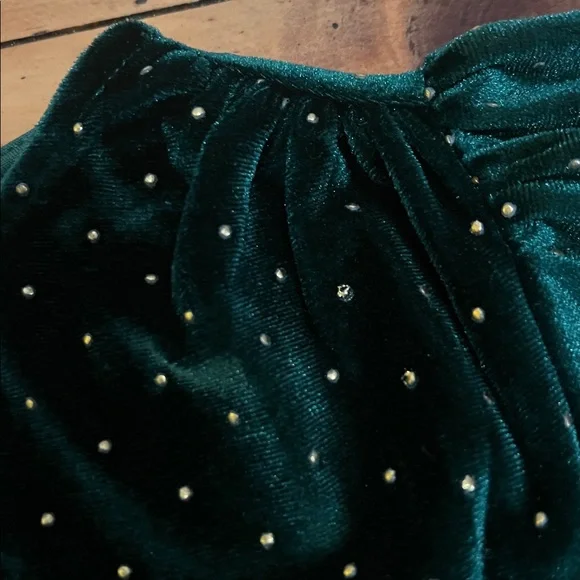 Michael Kors Dark Green velvet blouse size L - Picture 12 of 12